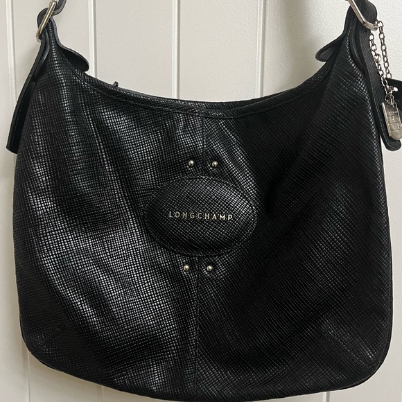 Longchamp Paris Intreciatto Black Leather Shoulder Bag - Picture 2 of 8